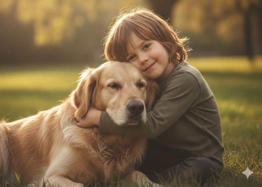 Barn og hund i samspill